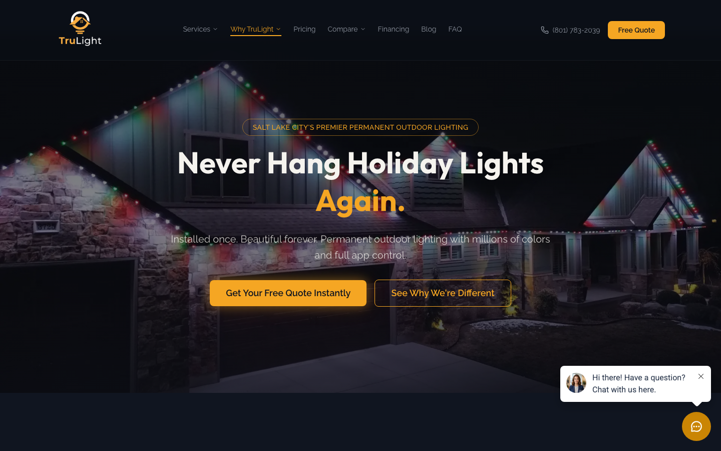 TruLight SLC homepage rebuilt on Next.js loading in under 1 second